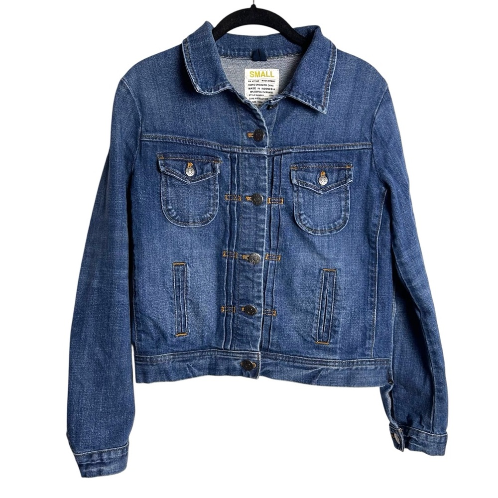 J. Crew Womens Nolita Distressed Stretch Medium Wash Jean Denim Jacket SZ S